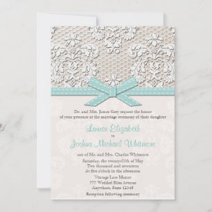 Vintage Lace Casamento Convites Azul