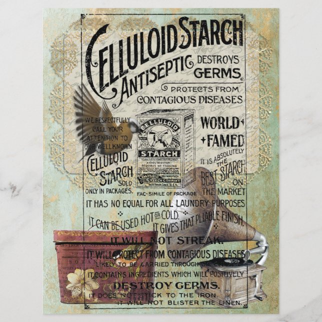 Vintage Lace Label Gramophone Hat Box Vintage Ad (Frente)