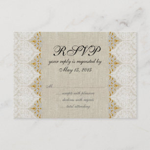 Vintage Lace Linen Rustic Weding RSVP