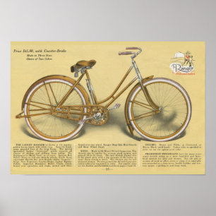 Vintage Ladies Ranger Bicicleta E Poster De Arte