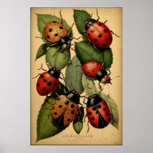 Vintage Lady Bug Poster - Impressão de Arte do Jar