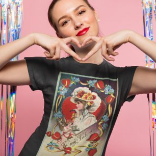 Vintage Lady My Namorados Dark T-shirt das mulhere