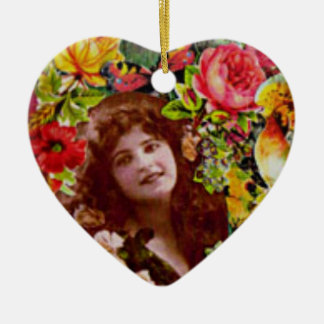 Vintage Lady Surarizada por Ornamento de Flores