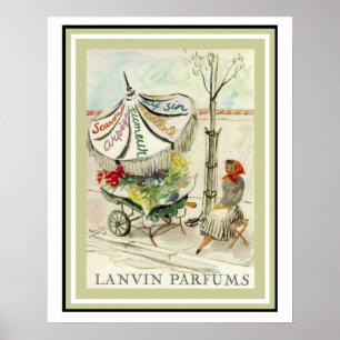 Vintage Lavin Parfums Flower Girl Poster 16 x 20