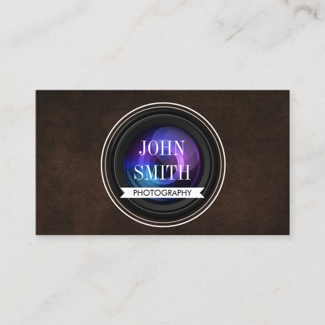 Vintage Leather QR Code Fotografia Cartão de visit (Frente)