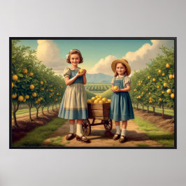 Vintage Lemon Orchard Children Poster