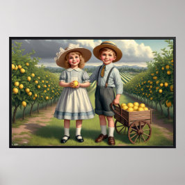Vintage Lemon Orchard Children Poster