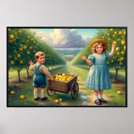 Vintage Lemon Orchard Children Poster