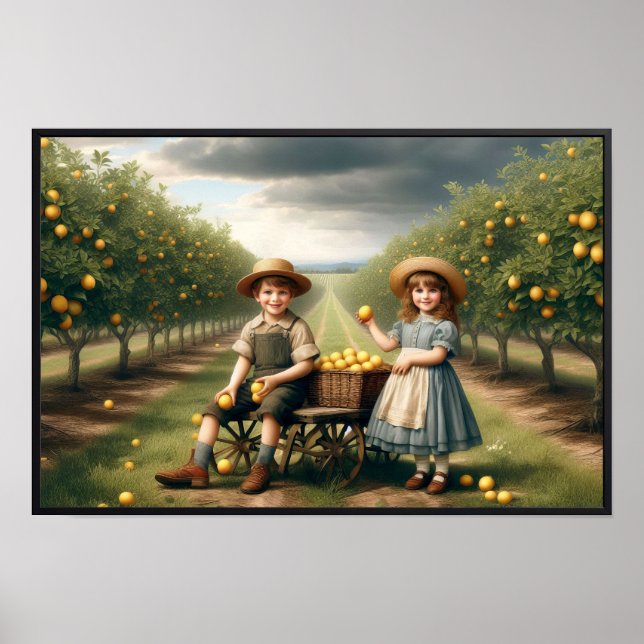 Vintage Lemon Orchard Children Poster (Frente)