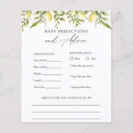 Vintage Lemons Baby Advice and Predictions Card