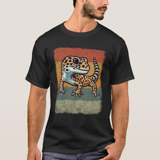 Vintage Leopard Gecko Camisetas Mulheres Crianças  (Frente)