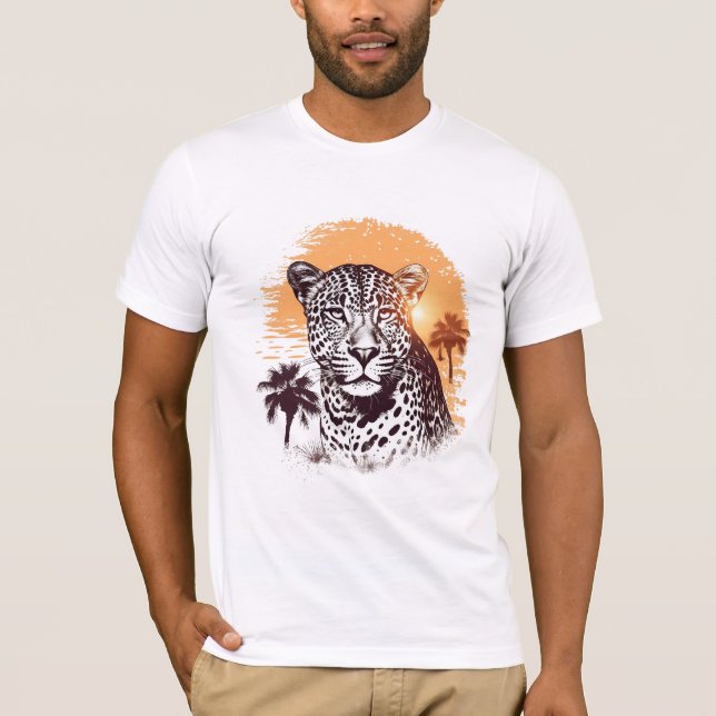 Vintage Leopard na camiseta Sunset (Frente)