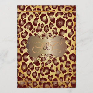 Vintage Leopard +pérolas de pérolas Convites de 