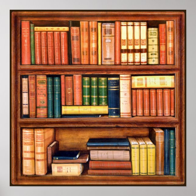 Vintage Library Bookshelf poster (Frente)