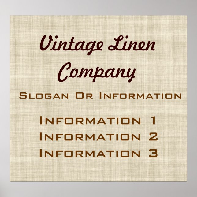 Vintage Linen - Sinal Poster Grande (Frente)