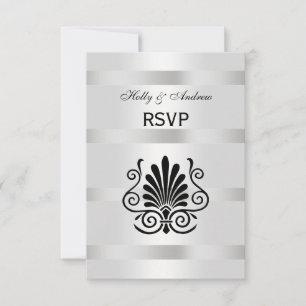 Vintage look Art Deco Plume Blk Wht V RSVP