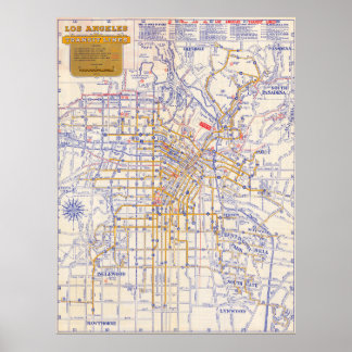 Vintage Los Angeles Map Poster 1946