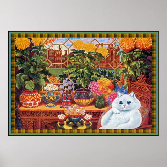 Vintage Louis Wain Flower Lover Cat Poster Impress (Frente)