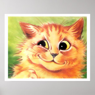 Vintage Louis Wain sorrindo Ginger Cat Poster Impr