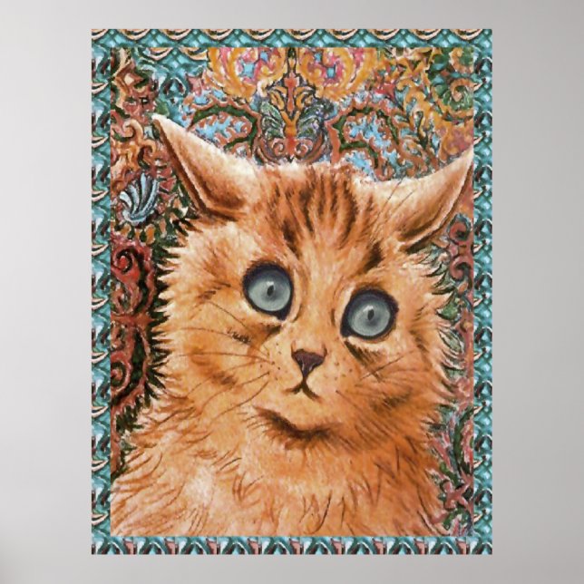 Vintage Louis Wain Wallpaper Cat Art Poster (Frente)