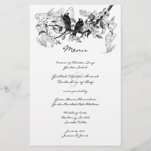Vintage Love Bird White Flower Branch Menu
