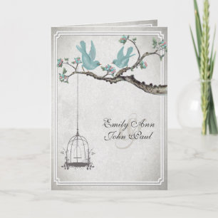 Vintage Love Birds BirdCage Convites para Casament