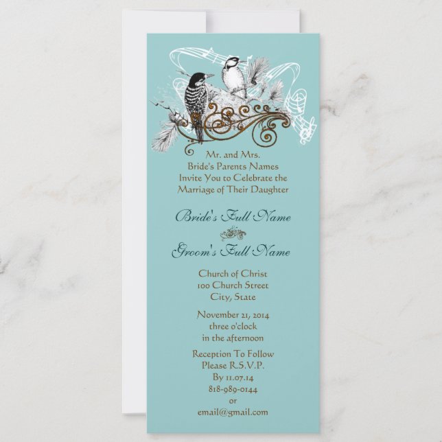 Vintage Love Birds Convite Para Casamento (Frente)