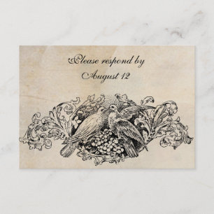 Vintage Lovebird RSVP com envelopes