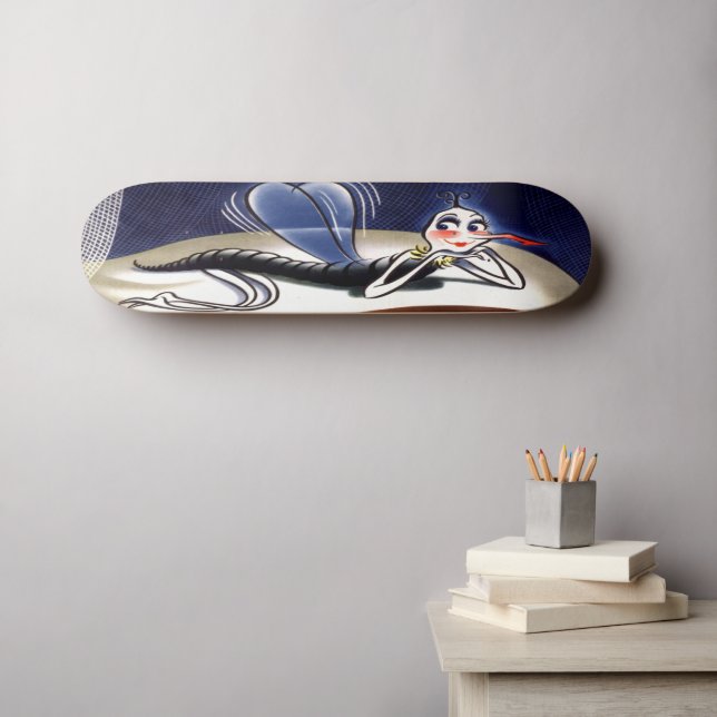 Vintage Madam Malaria Mosquito Skateboard (Arte de parede (Horz))
