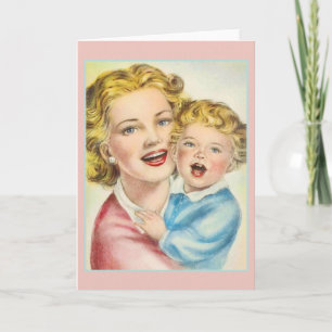 Vintage Mãe E Cartão De Nota Para Bebês