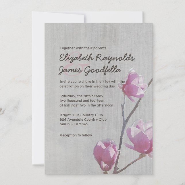 Vintage Magnolias Convites para Casamento (Frente)