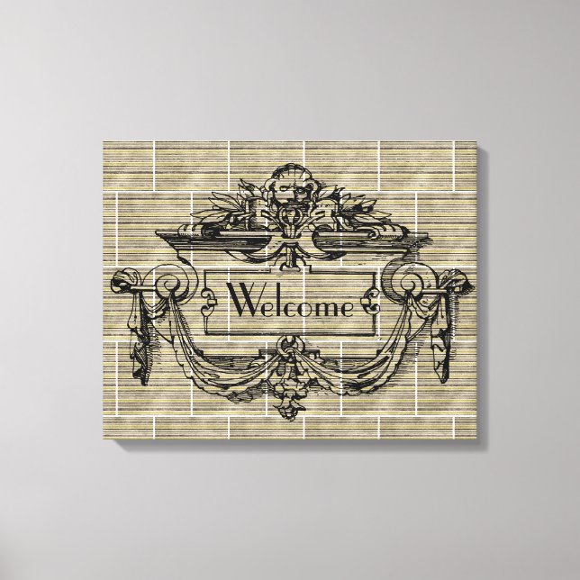 Vintage Mantle Welcome Canvas Print (Frente)