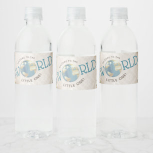 Vintage Map Chá de fraldas Rótulos de Garrafa de Á