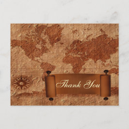 vintage map destino casamento Obrigado Cartões