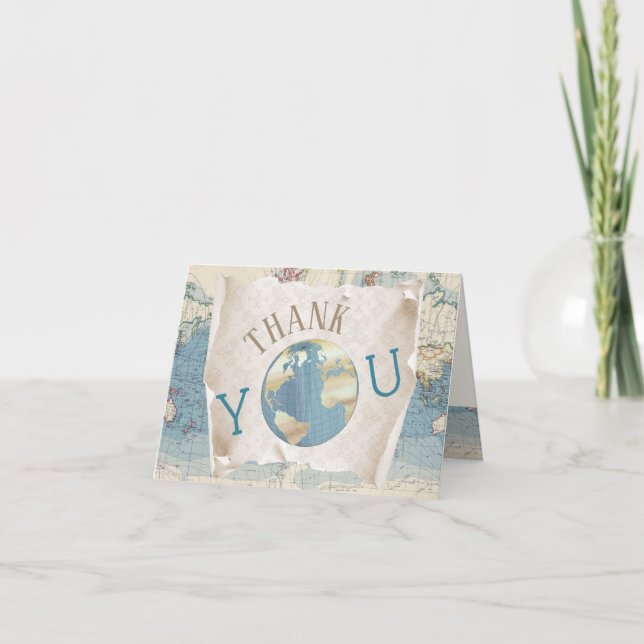Vintage Map Obrigado Cartões (Frente)