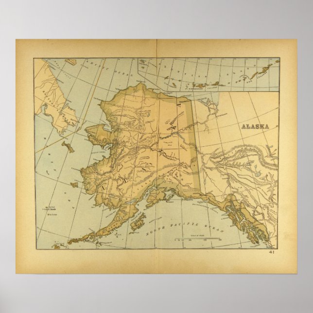 Vintage Map of Alaska (1894) Poster (Frente)