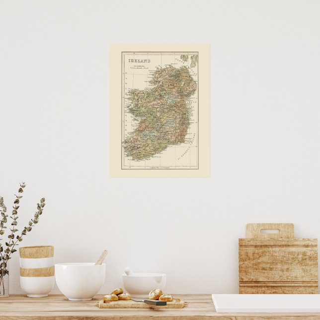 Vintage Map of Ireland 1862 Poster (Cozinha)