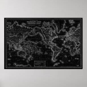 Vintage Map of Telegraph Lines Poster