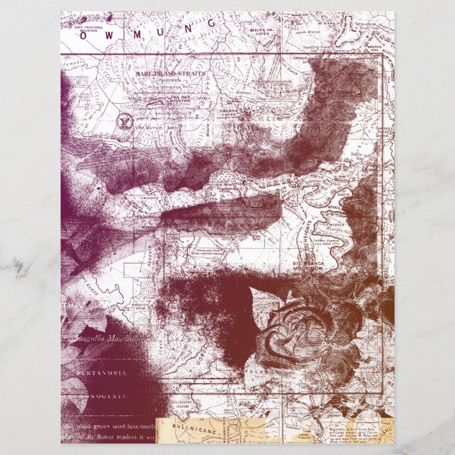 Vintage Maps Diário Scrapbook Paper (Frente)
