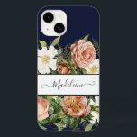 Vintage Marinho Rosa n White Floral com Flores Bon<br><div class="desc">Elegante rosas brancos selvagens,  rosas antigos cor-de-rosa e cor-de-rosa pincelados e cor-de-rosa com peonias burlões rodeiam uma caixa de texto branca que enquadra o seu nome na caligrafia com florescimento de rolagem. Design gráfica da artista e designer internacionalmente conhecida,  Audrey Jeanne Roberts,  copyright.</div>