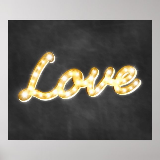 Vintage Marquee Lights Love Poster - quadro (Frente)