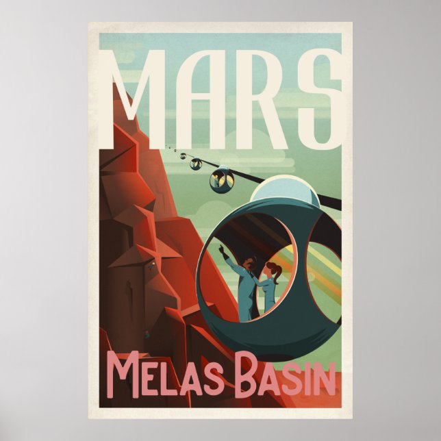 vintage mars viagem art poster (Frente)