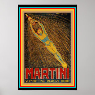 Vintage Martini & poster do art deco de Rossi