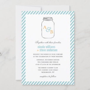 Vintage Mason Jar Monogramas Convites de Casamento