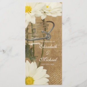 Vintage Mason Jar White Daisies Programa Casamento