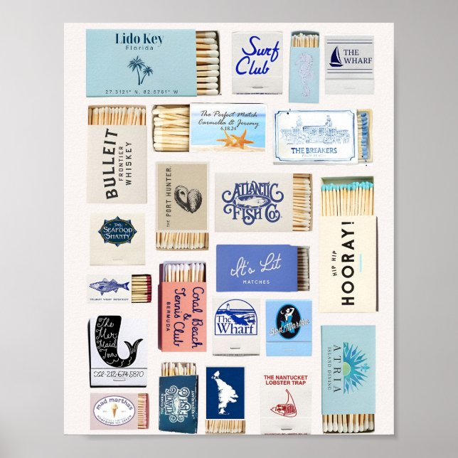 Vintage Matchbook Art Coastal Poster (Frente)