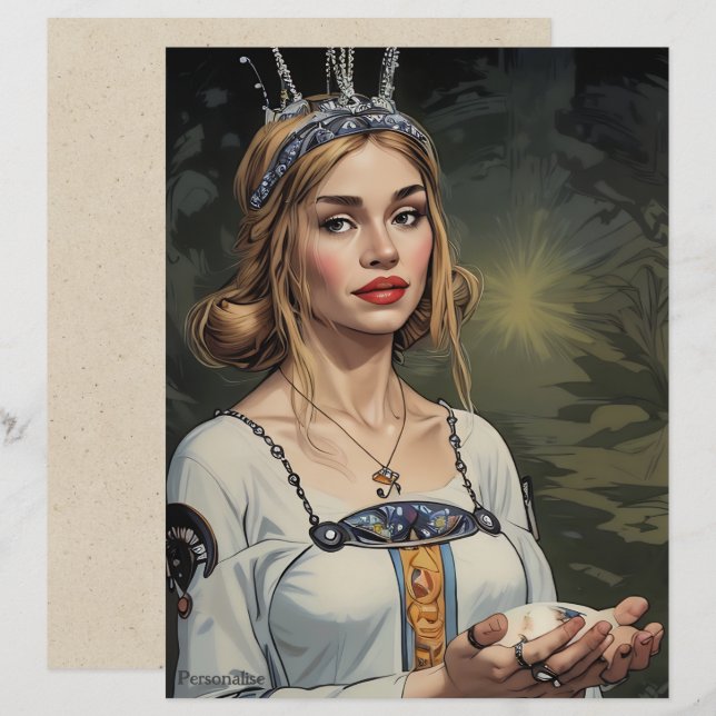 Vintage Medieval Bride Tiara Scrapbook Paper (Frente/Verso)