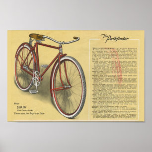 Vintage Mens Pathfinder Bicycle Ad Art Poster de 1