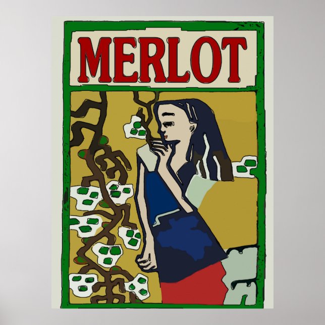 Vintage Merlot Wine Poster (Frente)