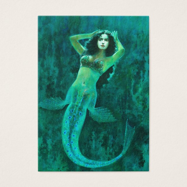 Vintage Mermaid ACEO Cartão de visita (Frente)